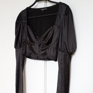 Rehab Lab Black Corset Cropped Top with Long Sleeves size Medium